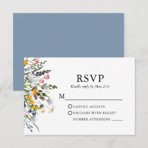 Delikate Aquarellfarben-Wildblumen Hochzeit von Du RSVP Karte