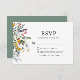 Delikate Aquarellfarben Wildblumen Hochzeitsfeier RSVP Karte