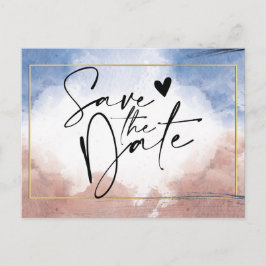 Delikate Aquarelltöne auf Wellen Save the Date Ankündigungspostkarte