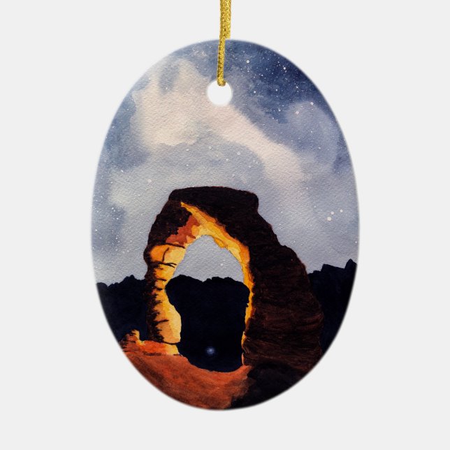 Delikate Arch Watercolor Malerei, personalisieren  Keramik Ornament (Vorne)