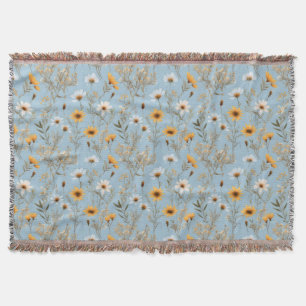 Delikate australische Wildblumen auf blau, Decke