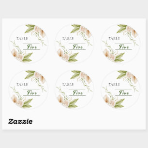 Delikate Beige Tischnummer Runder Aufkleber
