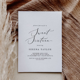 Delikate Black Calligraphy 16 . Geburtstag Geburts Einladung