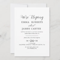 Delikate Black Calligraphy Elopement Empfang Inv