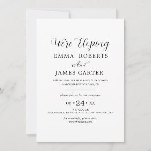 Delikate Black Calligraphy Elopement Empfang Inv Einladung
