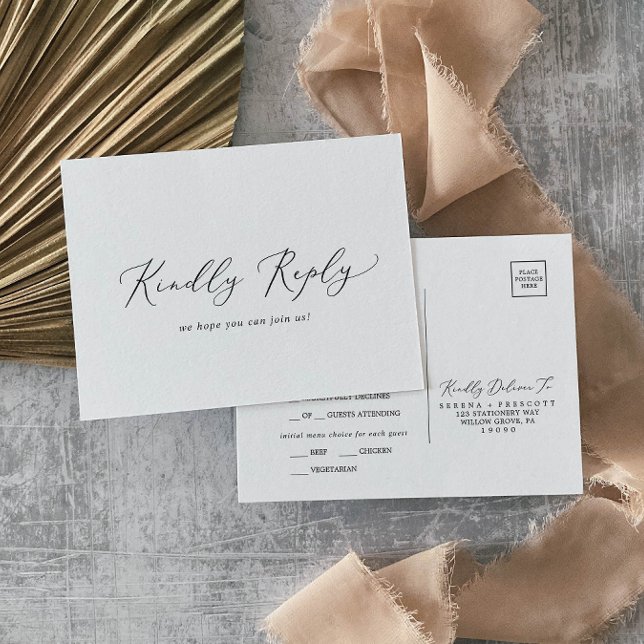 Delikate Black Calligraphy Menu UAWG Postkarte (Von Creator hochgeladen)