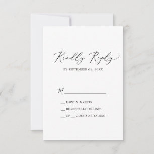 Delikate Black Calligraphy Simple RSVP Card Karte