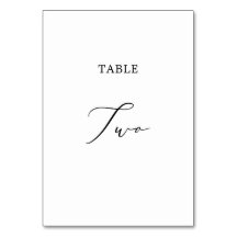 Delikate Black Calligraphy Table Zwei Tischnummern