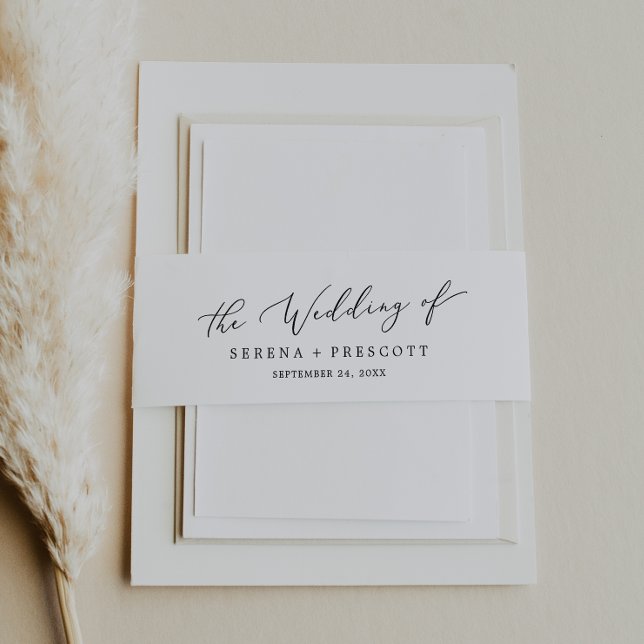 Delikate Black Calligraphy Wedding Einladungsbanderole (Von Creator hochgeladen)