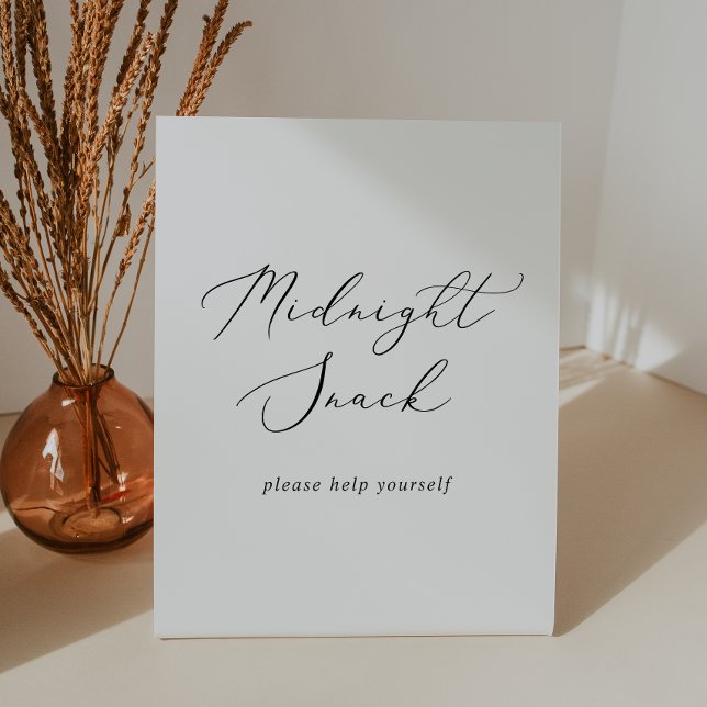 Delikate Black Calligraphy Wedding Midnight Snack Sockelschild (Von Creator hochgeladen)