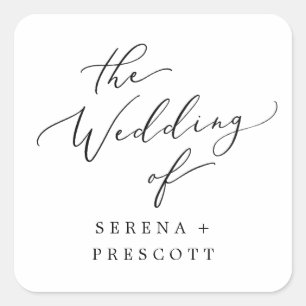 Delikate Black Calligraphy Wedding Umschlag Aufkle Quadratischer Aufkleber