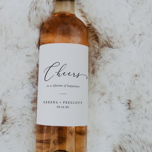 Delikate Black Cheers Wedding Wine Labels Weinetikett (Von Creator hochgeladen)