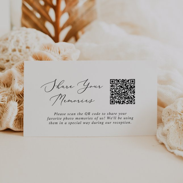 Delikate Black Foto Erinnerungen QR Code Hochzeit Begleitkarte (Von Creator hochgeladen)