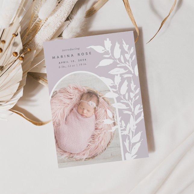 Delikate Blätter | Ankündigung von Foto zur Geburt (Von Creator hochgeladen)