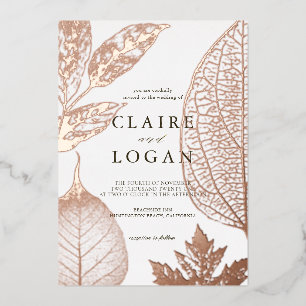Delikate Blätter Hochzeit Folieneinladung