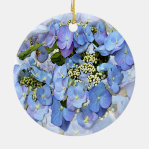 Delikate blaue Lacecap Hydrangea Keramik Baumdekor Keramik Ornament