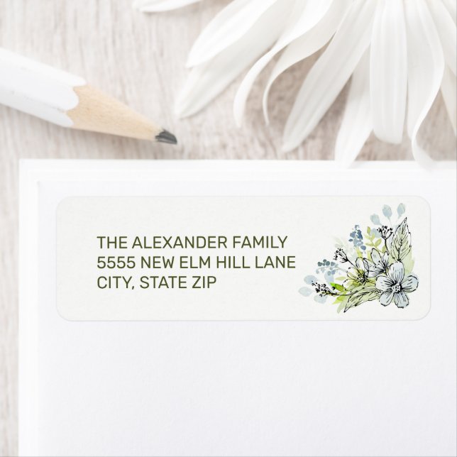 Delikate blaugrüne Blume mit Wasserfarben (Insitu)