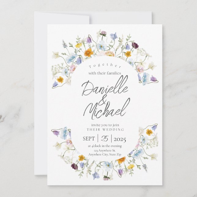 Delikate Blooms Hochzeitseinladung Einladung (Vorderseite)