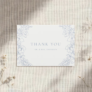 Delikate Blue Floral Wedding Dankeskarte