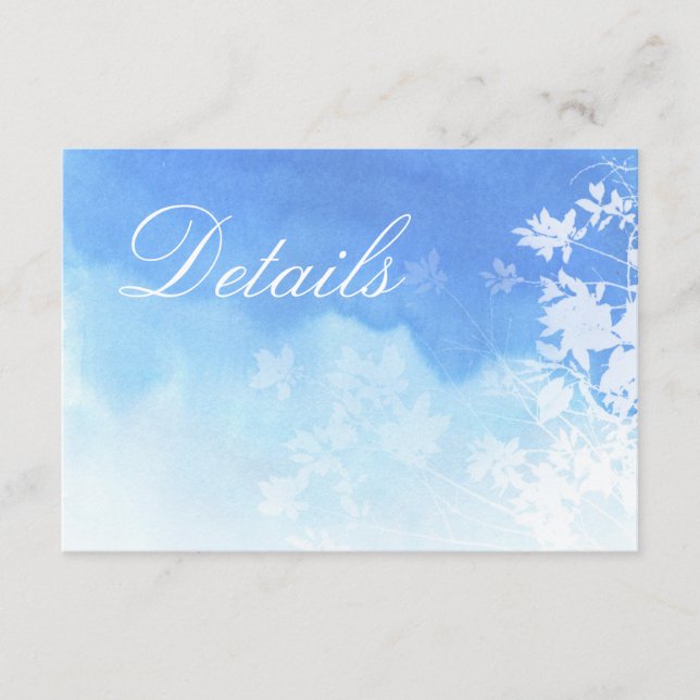 Delikate Blue Watercolor Wedding Details Card Begleitkarte (Vorderseite)