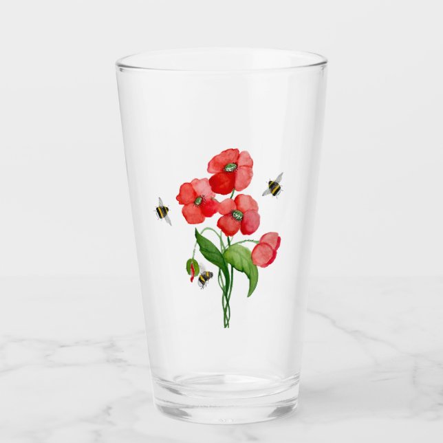 Delikate Blume aus Scharlachrot und Hummeln Glas (Vorderseite)