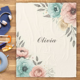 Delikate Blume der Wasserfarbe Fleecedecke