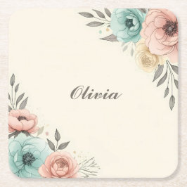 Delikate Blume der Wasserfarbe Rechteckiger Pappuntersetzer