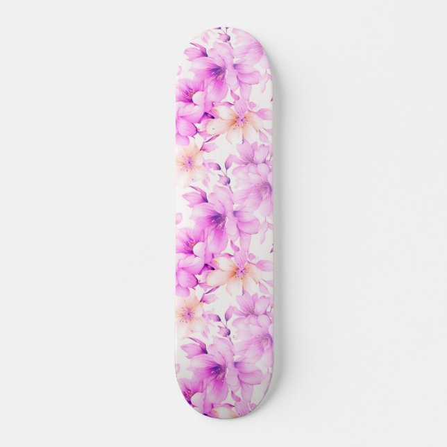 Delikate Blume in Aquarellfarbe Skateboard (Vorne)