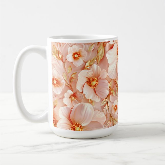 Delikate Blume in Pfirsichfarben Kaffeetasse (Links)