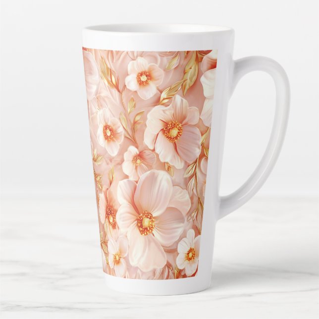 Delikate Blume in Pfirsichfarben Milchtasse (Rechts)