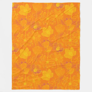 Delikate Blume - Line Art nahtlos Muster 5 Fleecedecke