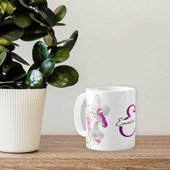 Delikate Blume mit weißem Orchid Kaffeetasse (Von Creator hochgeladen)