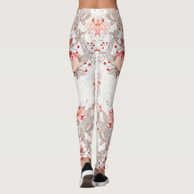 Delikate Blume nahtlose Muster Leggings (Rückseite)