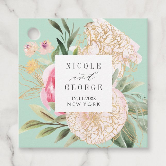 Delikate Blume Peony Geschenkanhänger (Vorderseite)