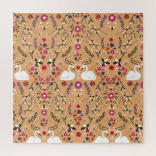 Delikate Blume, schwan Fantasie nahtlos. Puzzle