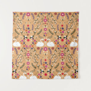 Delikate Blume, schwan Fantasie nahtlos. Wandteppich