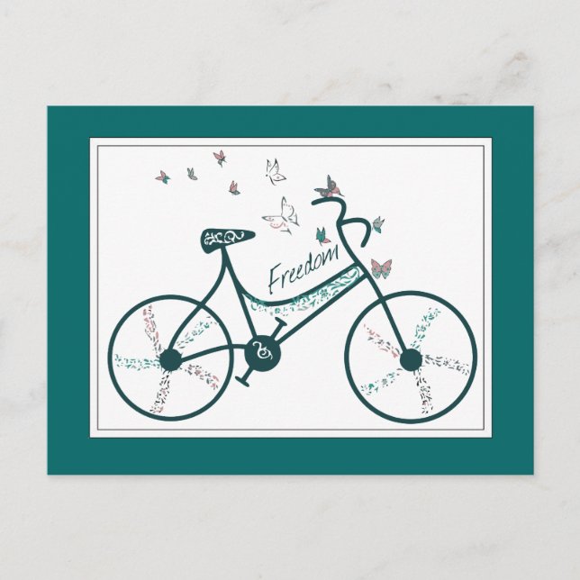 Delikate Blume und Freedom Bike Fans Postkarte (Vorderseite)
