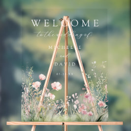 Delikate Blumenhochzeit Acrylschild