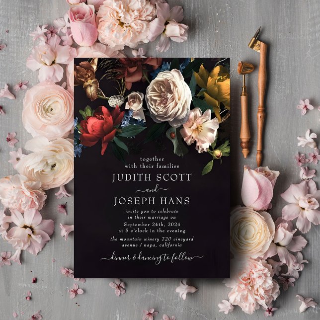 Delikate Blumenstrauß-Hochzeitsvorlage Einladung (Von Creator hochgeladen)