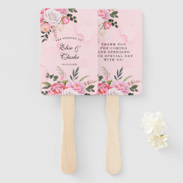 Delikate Blush Pink White Watercolor Peony Wedding Fächer