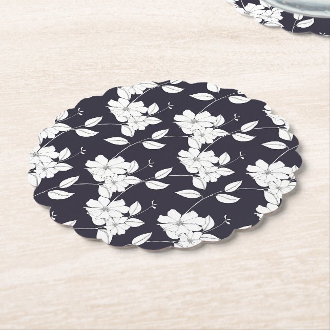 Delikate Blüten Blätter Blüten lila Biber dunkel Untersetzer (angewinkelt)