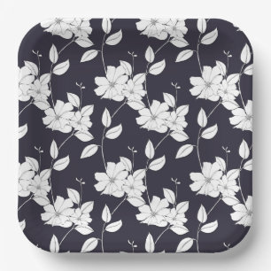 Delikate Blüten Blätter florieren dunkles lila Pap Pappteller