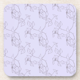 Delikate Blüten Blätterstammlinie Art lila purpl Getränkeuntersetzer