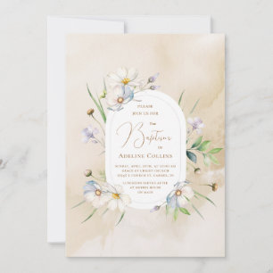 Delikate Blüten weiche Aquarelltaufe Einladung