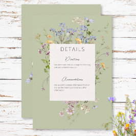 Delikate Boho Wildblumen Grüne Details Begleitkarte