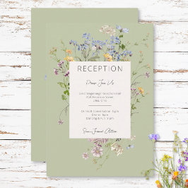 Delikate Boho Wildblumen Grüner Empfang Hochzeit Begleitkarte