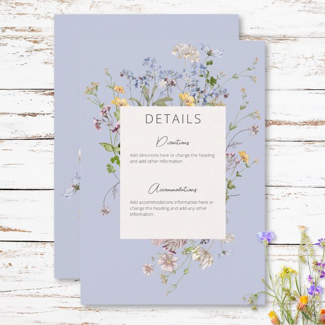 Delikate Boho Wildblumen Periwinkle Details Begleitkarte (Delicate Boho Wildflowers Periwinkle Details Enclosure Card)