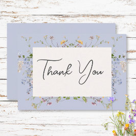 Delikate Boho Wildblumen Periwinkle Wedding Dankeskarte