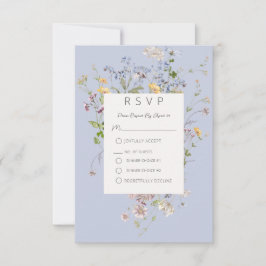 Delikate Boho Wildblumen Periwinkle Wedding RSVP Karte