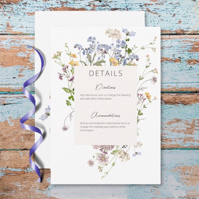 Delikate Boho Wildblumen Weiße Details Begleitkarte (Delicate Boho Wildflowers White Details Enclosure Card)